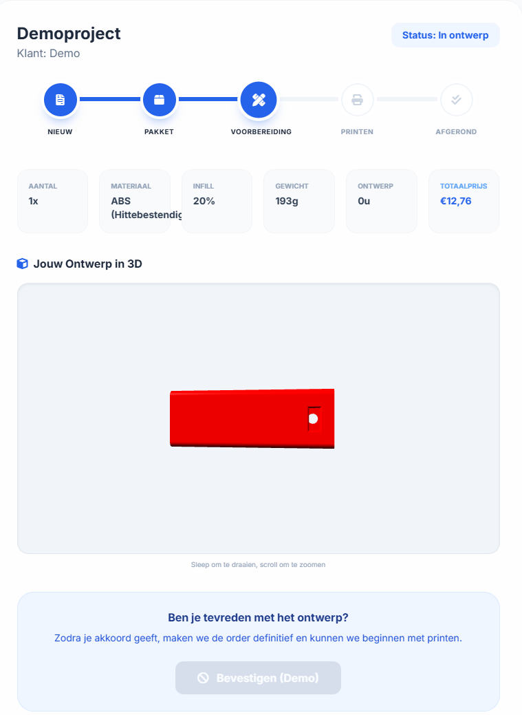 3D Printing Dashboard Preview